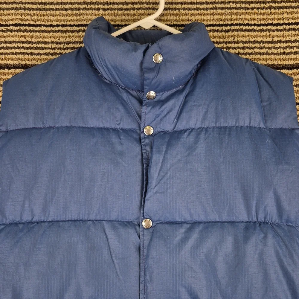 THE NORTH FACE Blue Goose‎ Down Puffer Mens Large Full Button Vest VTG 70s RARE